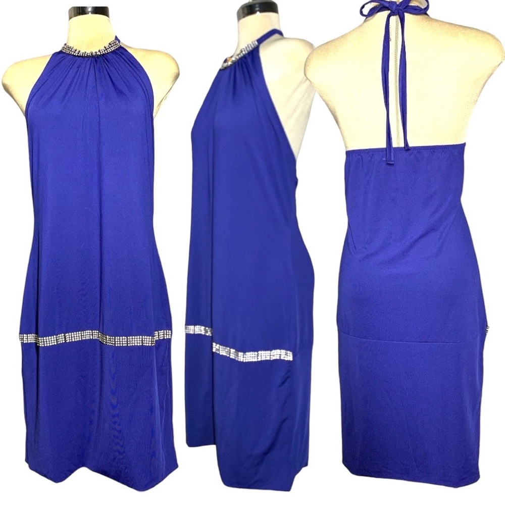 ROYAL BLUE Open Back Party Dress Size L